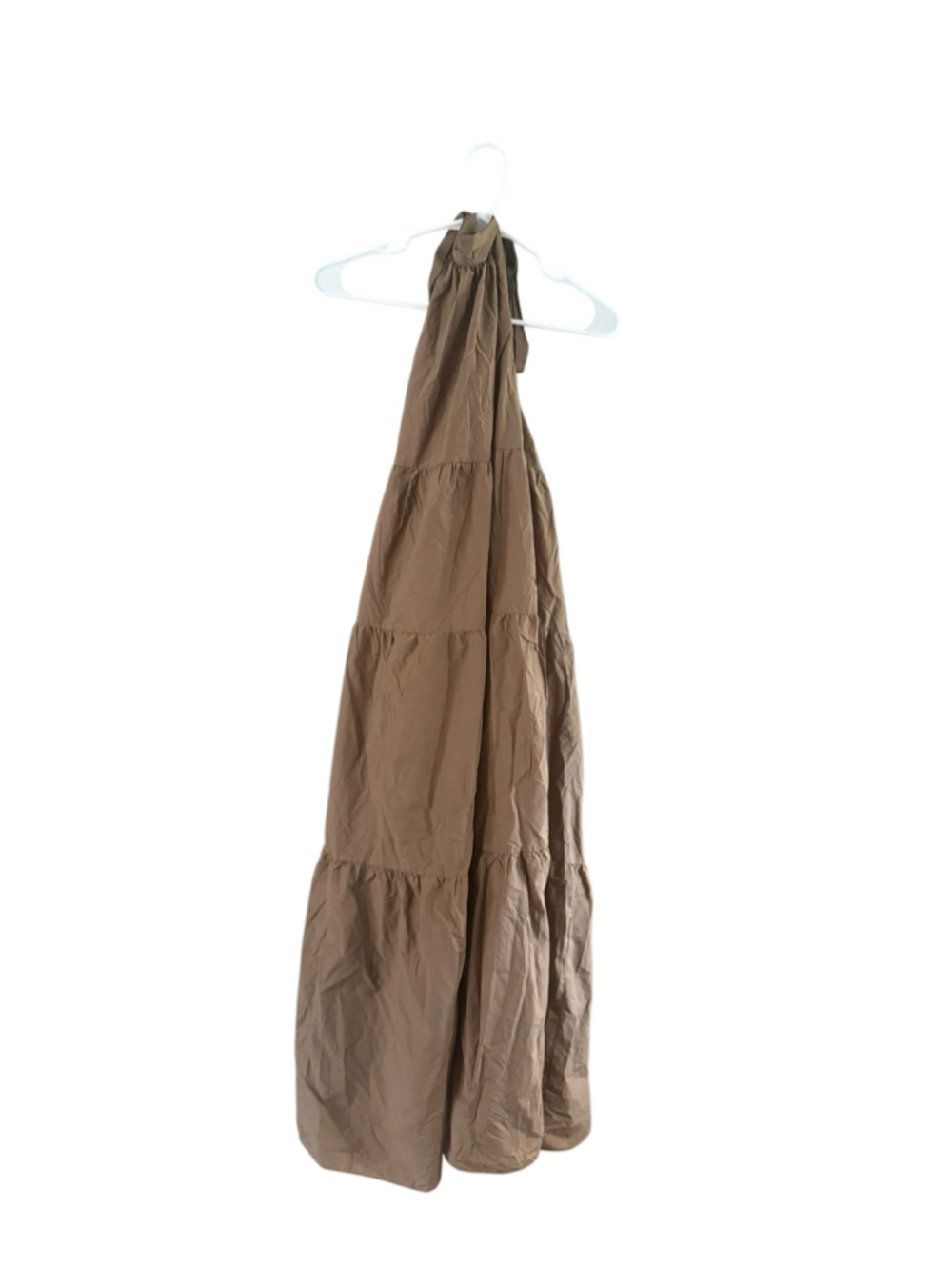 Women's Theory Petite Maxi Dress Brown Tiered Halter Neck - Picture 9 of 10